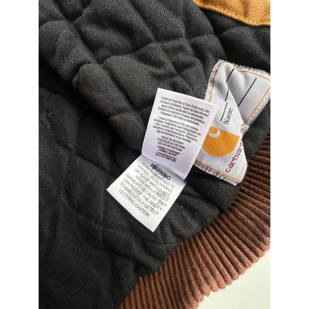 Carhartt Baby Toddler Jacket 18M Brown Hooded Quilt Lined Full Zip Coat 18 Month